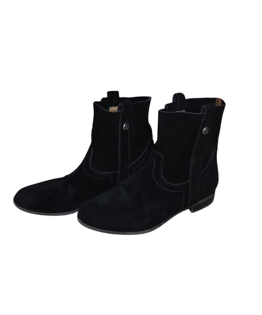 Frye & Co Sarah Shortie Black Suede Leather Ankle Pull On Western Boots Size 7